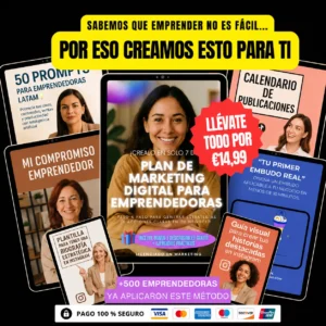 7 en 1 - Ebook Plan de Marketing Digital para Emprendedoras + 50 prompts listos para chat gpt gratis + Ejercitación + Plantillas listas para usar + 4 Ebooks extras